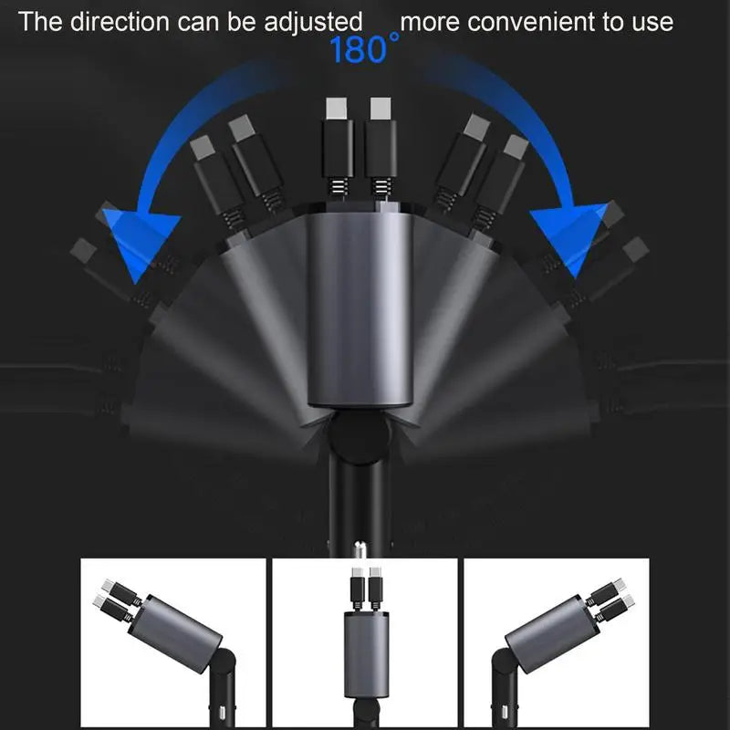 Retractable Car Charger 100W 4-IN-1