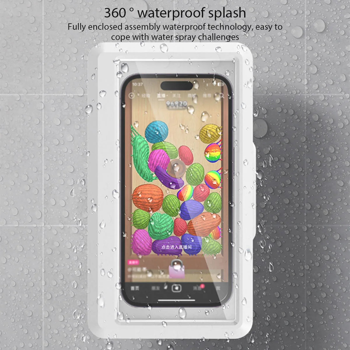 SplashSafe: Bathroom Waterproof Phone Case & Holder Stand